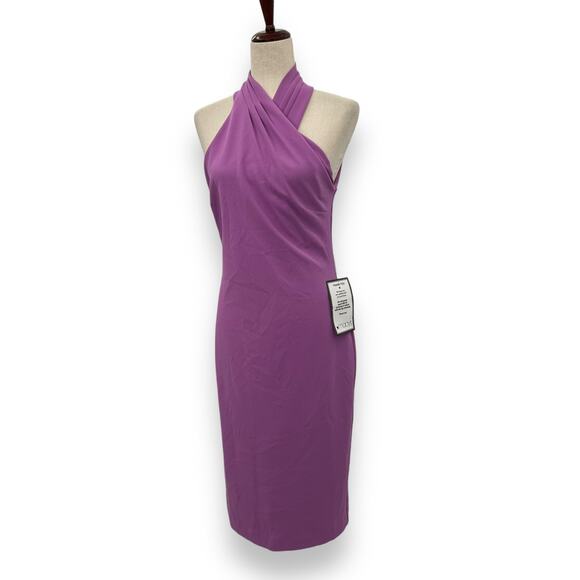 NEW Rachel Roy Halter Sheath Dress Magenta Purple Fitted Cocktail Career Work - Picture 3 of 13
